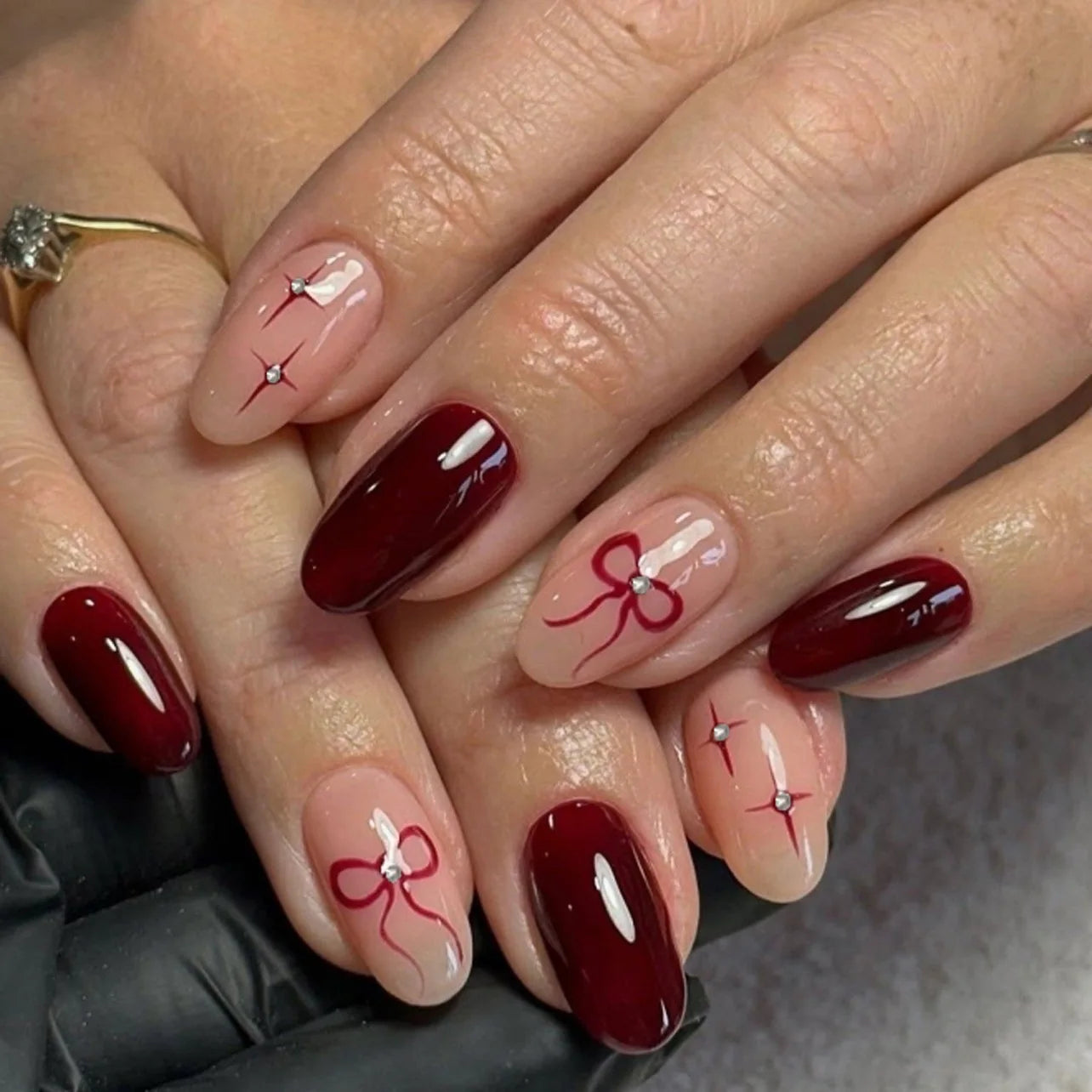 Gentle Nude Pink Press on Nails with 3D Flower