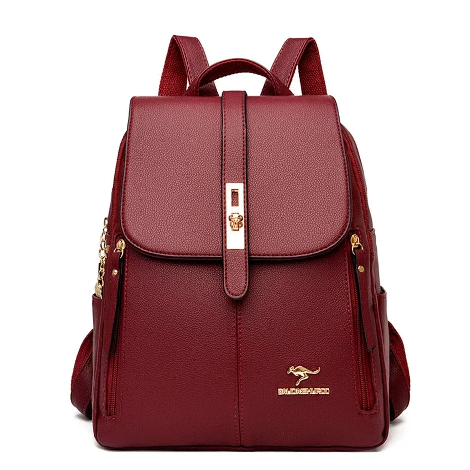 Women Large Capacity Backpack High Quality Leather Vintage Bags