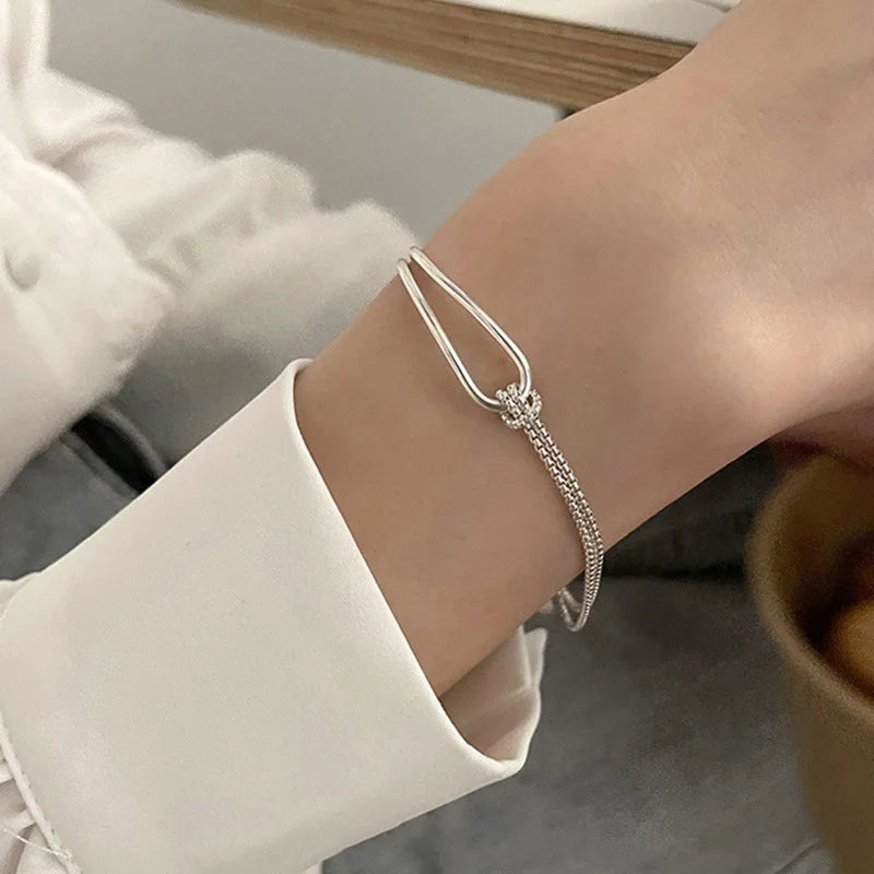 New S925 Silver Minimalist Geometric Collage Bracelet