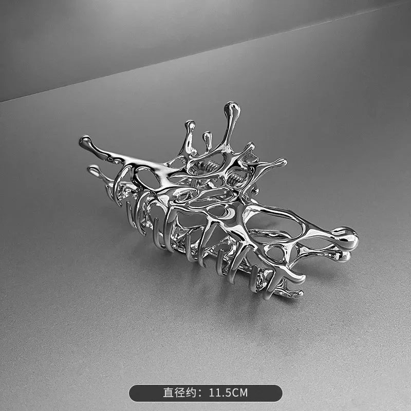 1/2PCS Geometric Claw Clips Women Large Metal Silver Color Korean Fashion Shark Hair Clips Grab Clamps Girls Hair Accessories