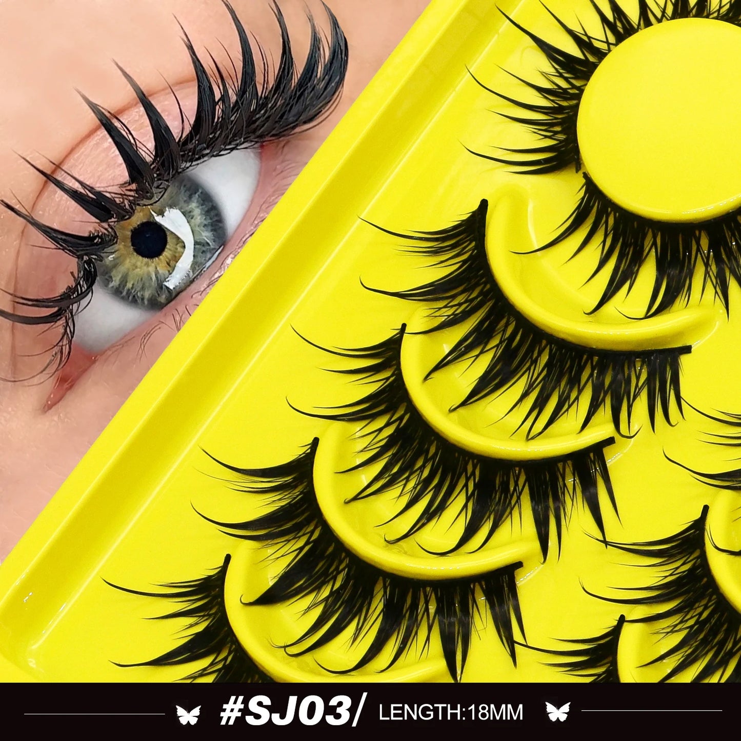 Lasvirey Cat Eye Lashes Manga Lashes Styles 3D Faux Mink Lashes