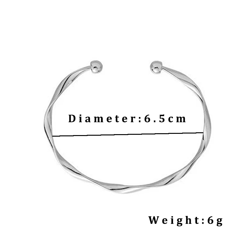 Silver Color Twisted Wave Bracelets Bangles