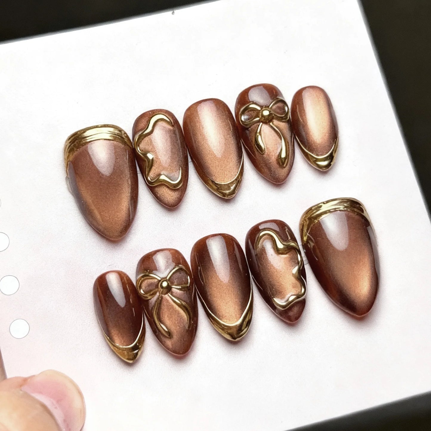 Gentle Nude Pink Press on Nails with 3D Flower