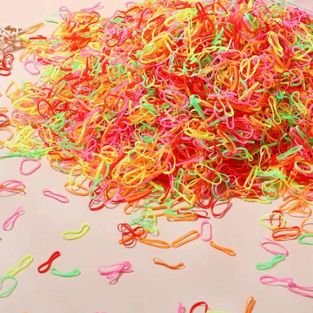 500/1000/2000pcs Girls Colourful Rubber Hair Bands
