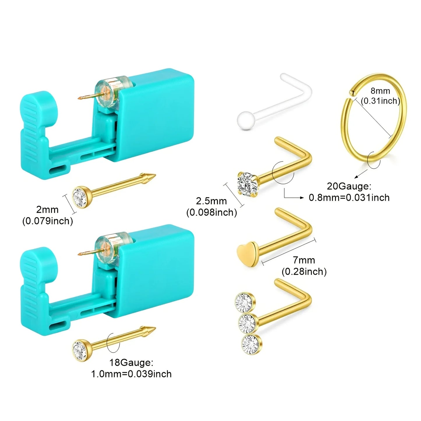 7pcs Nose Piercing Kit Nose Ring Piercing Kit, Nose Piercing Kit