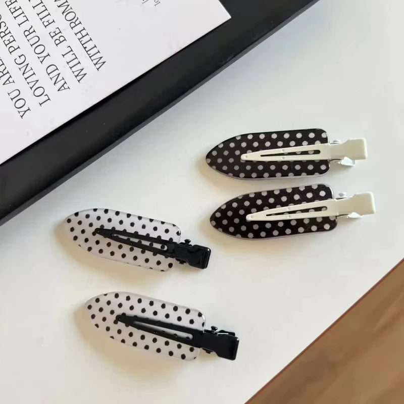 Black White Polka Dot Acrylic Hair Clips Minimalist