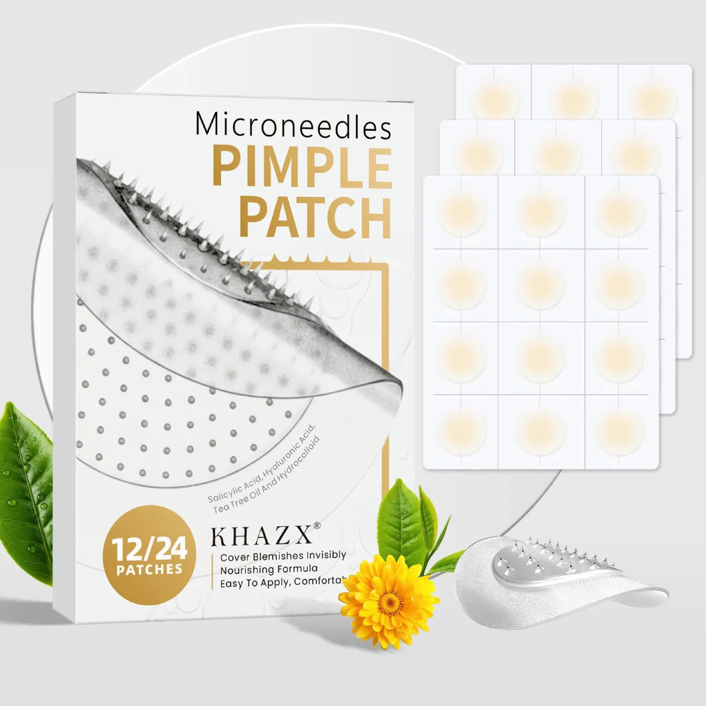 Micro Needle Pimple Patch (24 Pack) Hydrocolloid Micropoint Pimple Patch For Acne & Pimples Microdart Patch, Micro Dart Pimple P