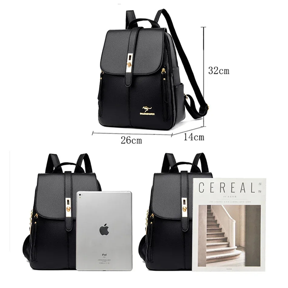 Women Large Capacity Backpack High Quality Leather Vintage Bags