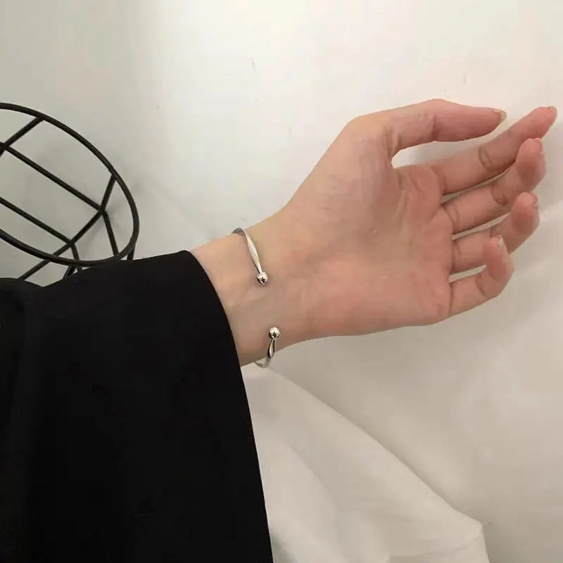 Silver Color Twisted Wave Bracelets Bangles