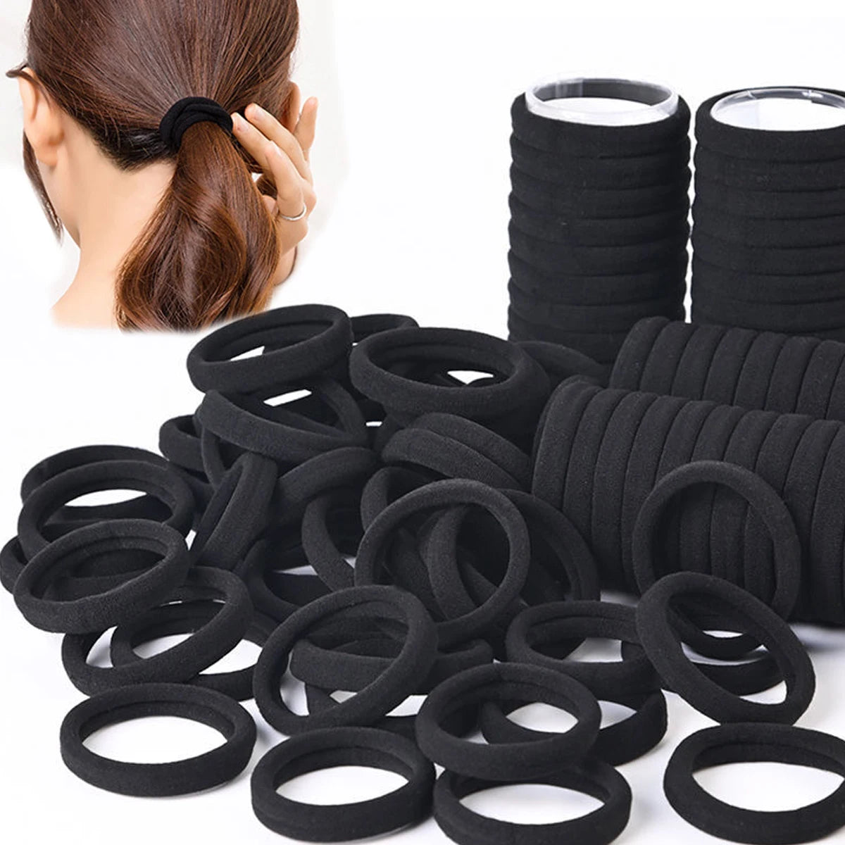 50/100 pieces of black and white hair bands, women's hair accessories