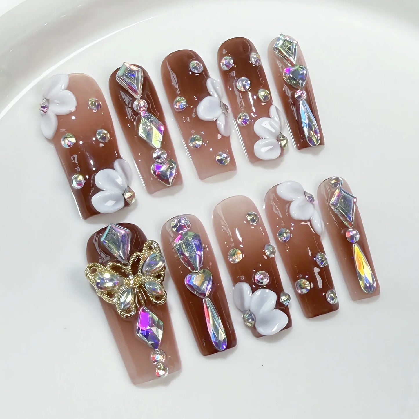 10pcs Mid-length Square Handmade Fake Nails