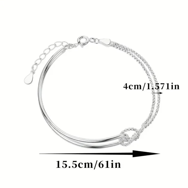 New S925 Silver Minimalist Geometric Collage Bracelet