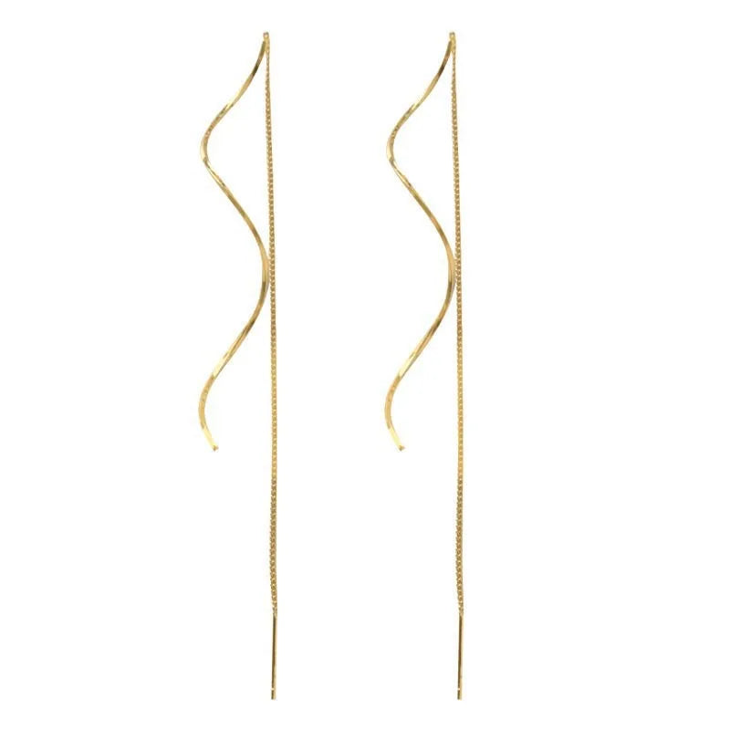 1 Pair Fashion Long Tassel Threader Earrings