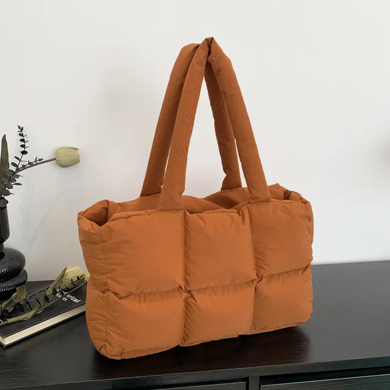 Women Tote Handbags Quilted Plaid Bag