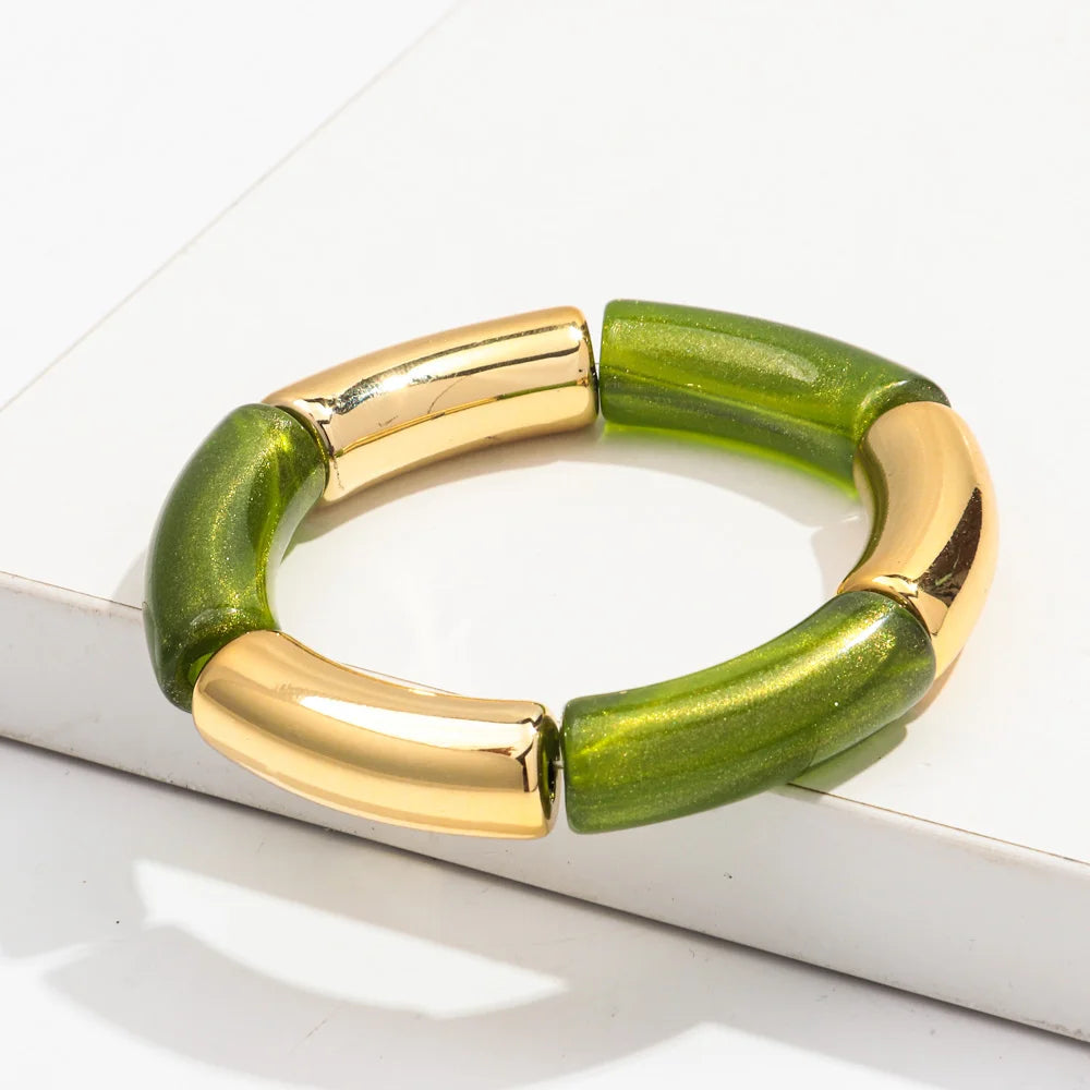 Bohemia Gold Silver Color Acrylic Chunky Bamboo