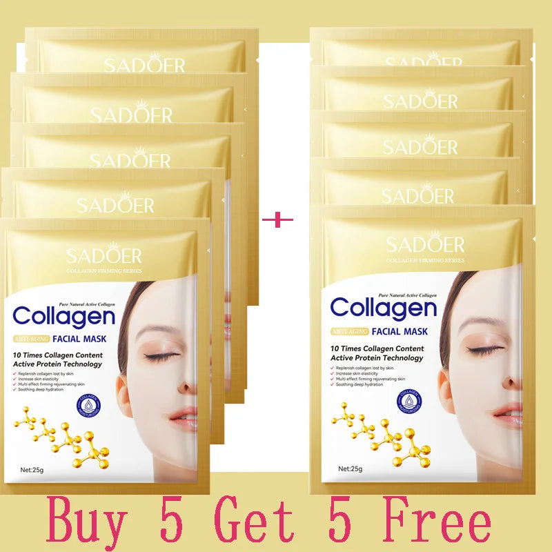 10PCS Collagen Anti Wrinkle Facial Mask Anti Aging