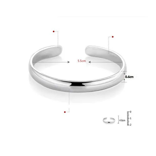 999 Sterling Silver Cuff Polishing Retro Bracelet Bangles