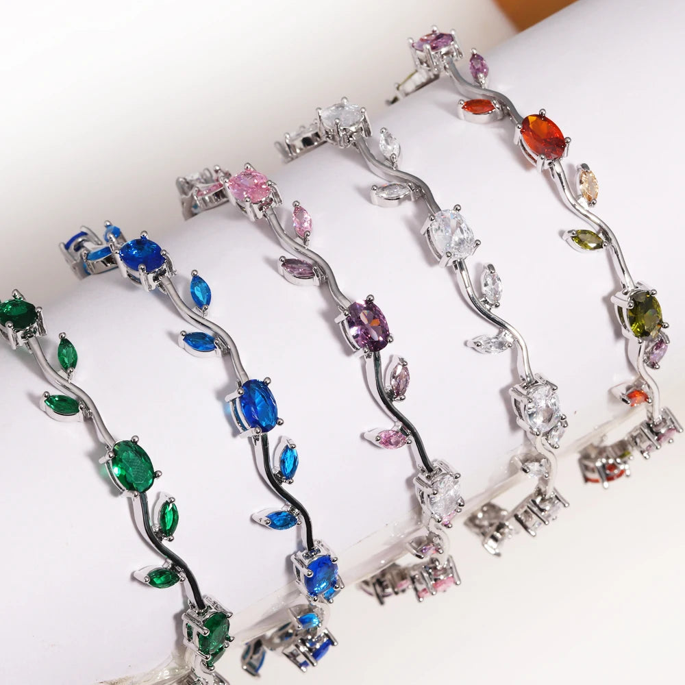 Luxury 16 Colors Sparkling Leaf Cubic Zirconia