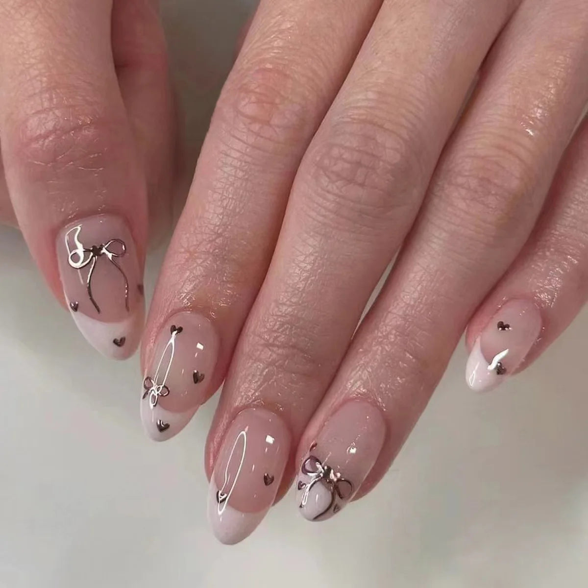 24Pcs Detachable Acrylic False Nails Press On Nails