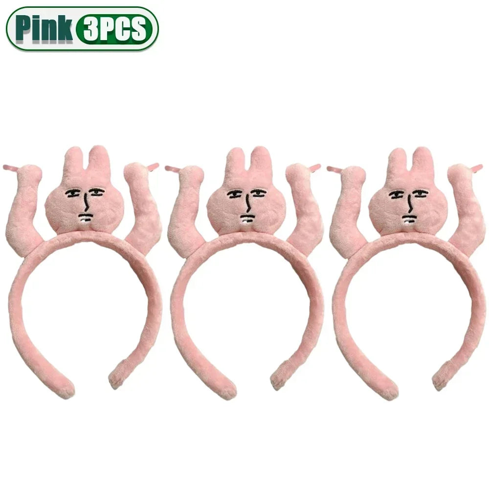 1-3PCS Headbands New Pink Bunny Hair Band Quirky Fun Plush Headband