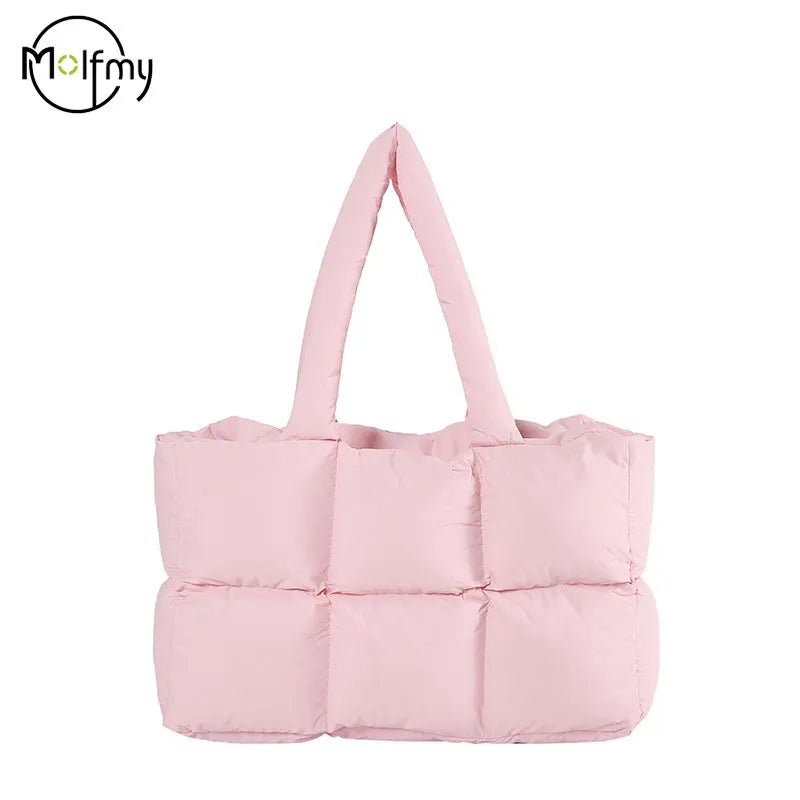 Women Tote Handbags Quilted Plaid Bag