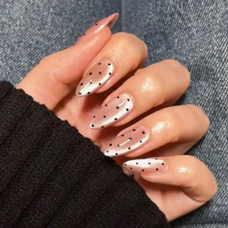 Gentle Nude Pink Press on Nails with 3D Flower