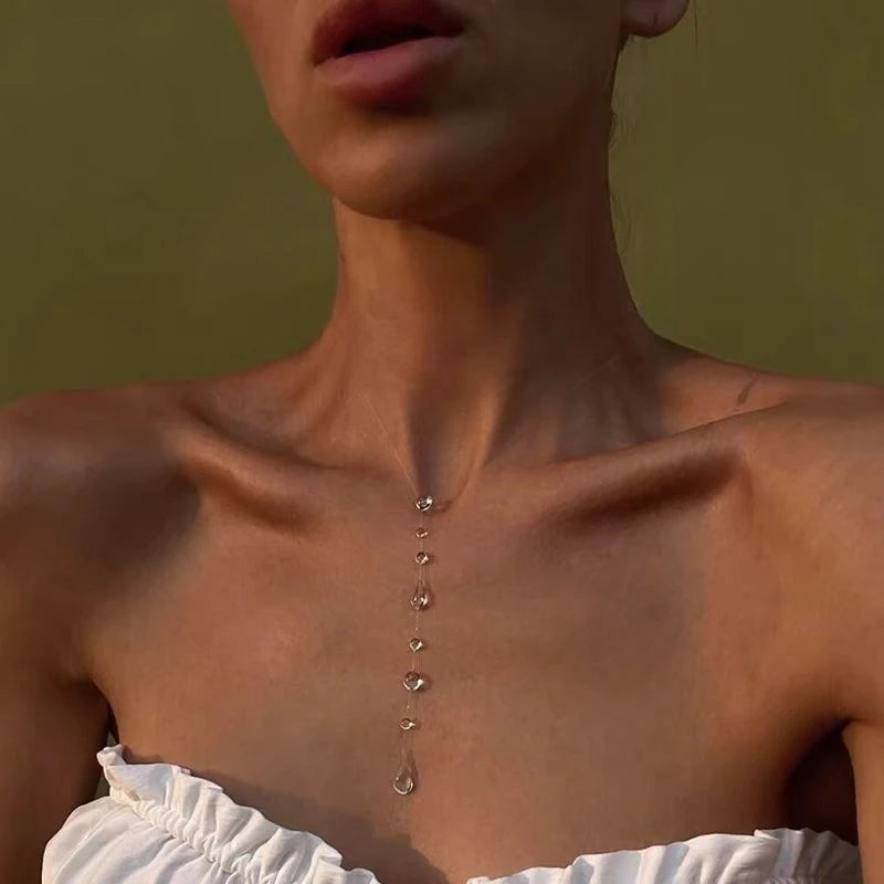 Water Drop Necklace Transparent Raindrop Earrings