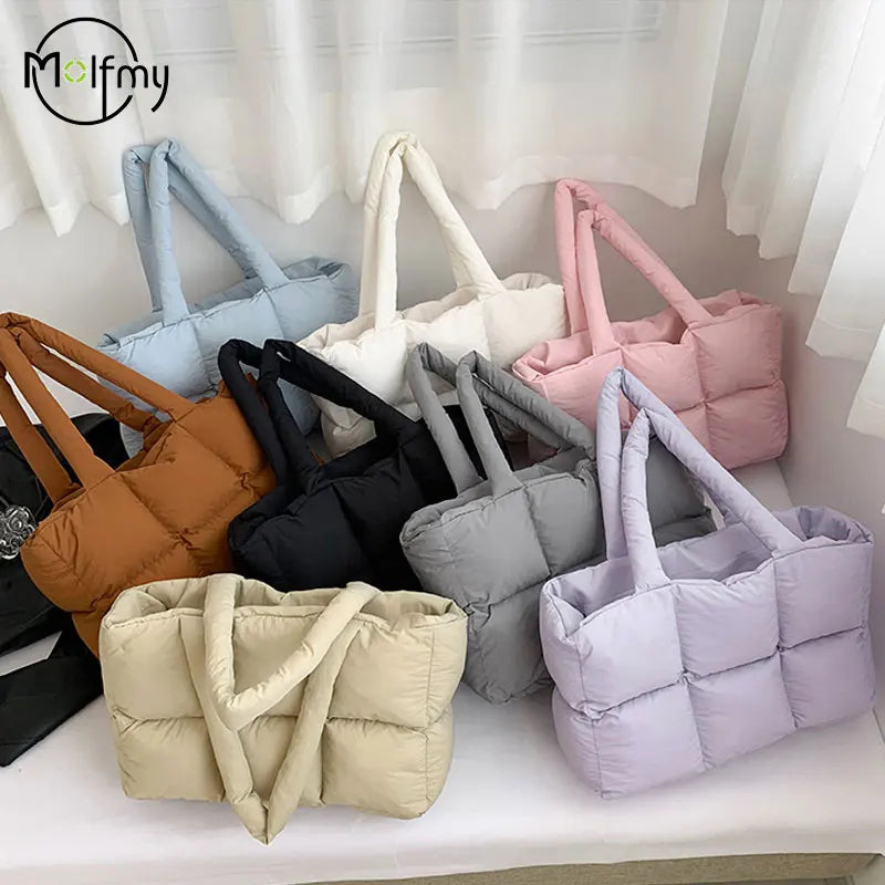 Women Tote Handbags Quilted Plaid Bag