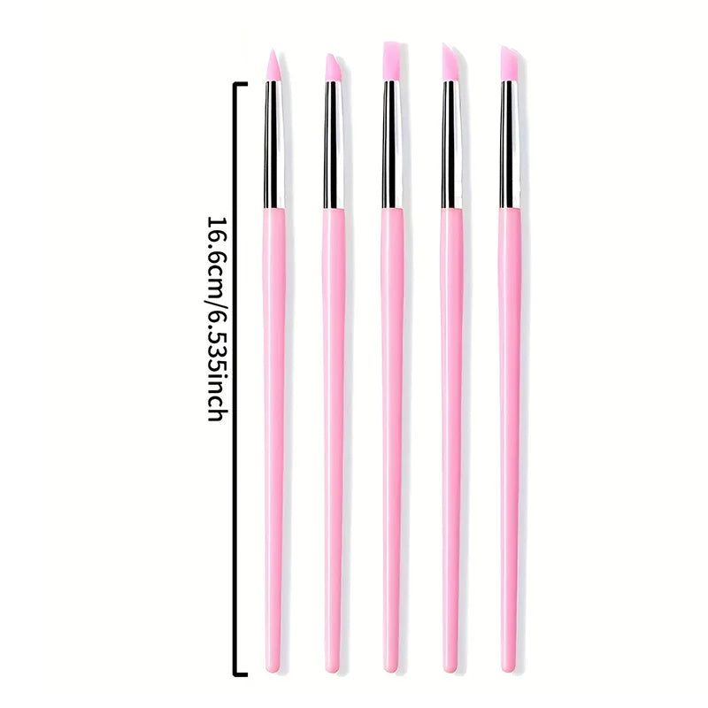 5Pcs/set Silicone Nail Brush UV Gel Polish Tip
