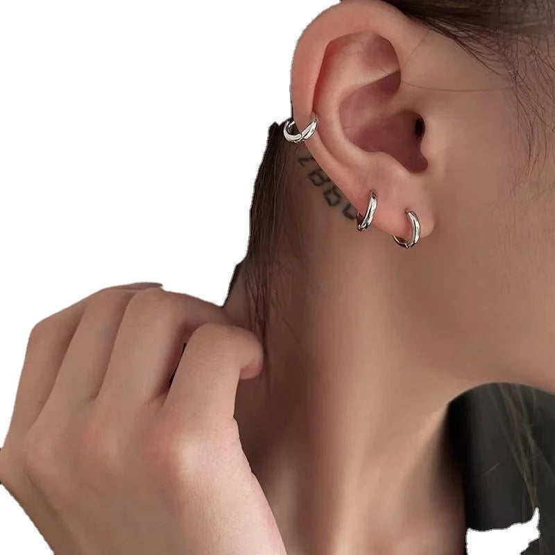 Exquisite 925 Sterling Silver Small Earrings, Plain Silver