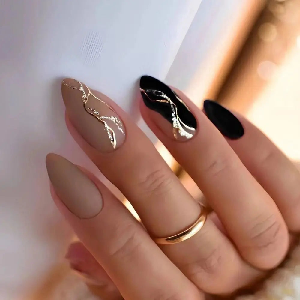 24Pcs Detachable Acrylic False Nails Press On Nails