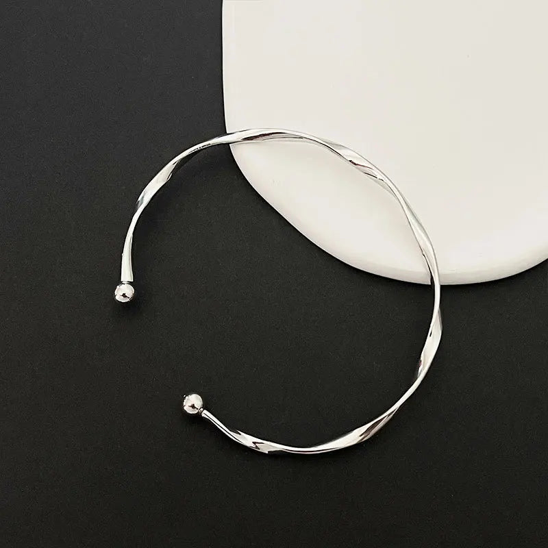 Silver Color Twisted Wave Bracelets Bangles