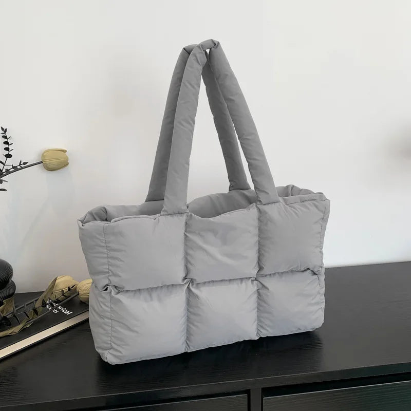 Women Tote Handbags Quilted Plaid Bag