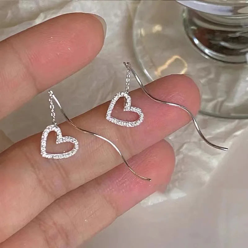 Drop Ear Line Long Hanging Earrings for Women Rose Gold