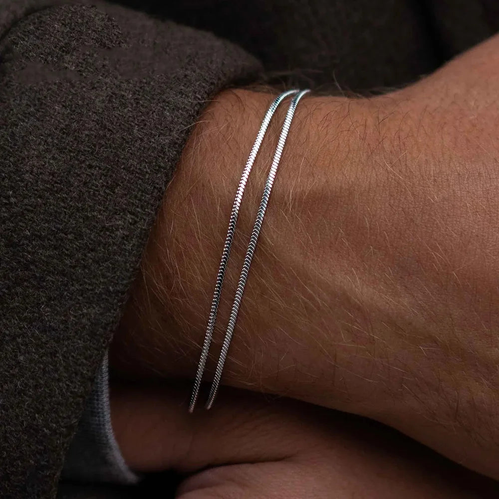 Silver Color Stainless Steel Square Snake Bone Chain