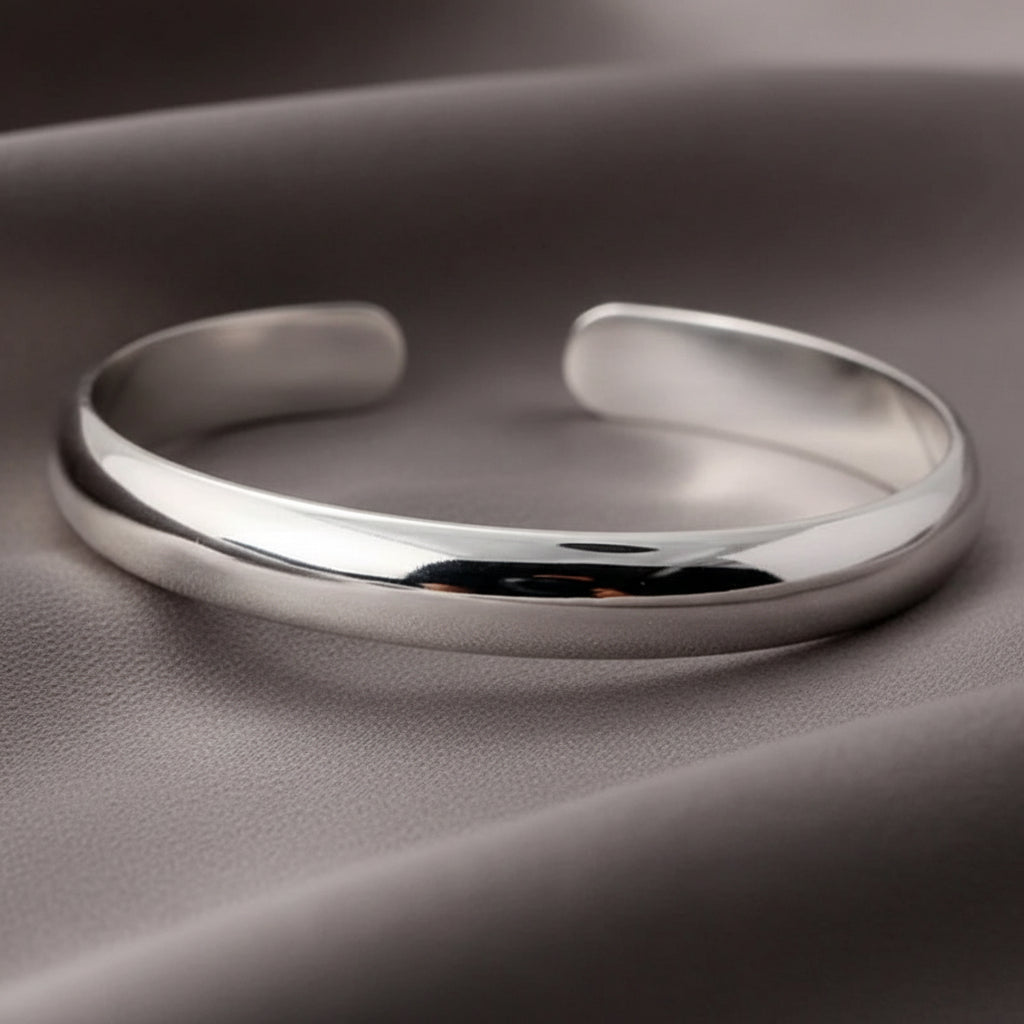 999 Sterling Silver Cuff Polishing Retro Bracelet Bangles