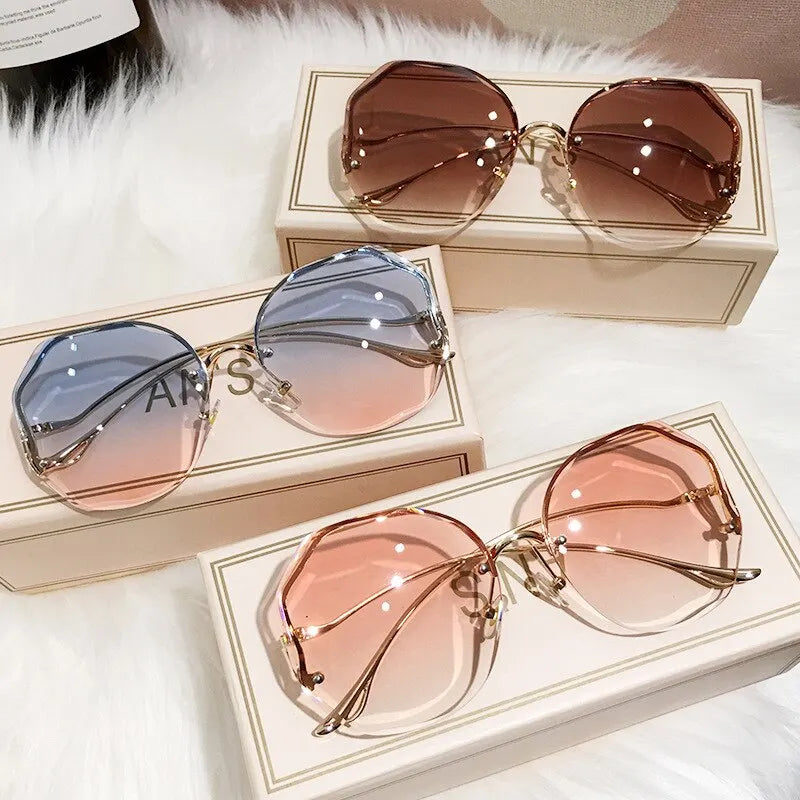Rimless Vintage Sunglasses – Slim Frame Women