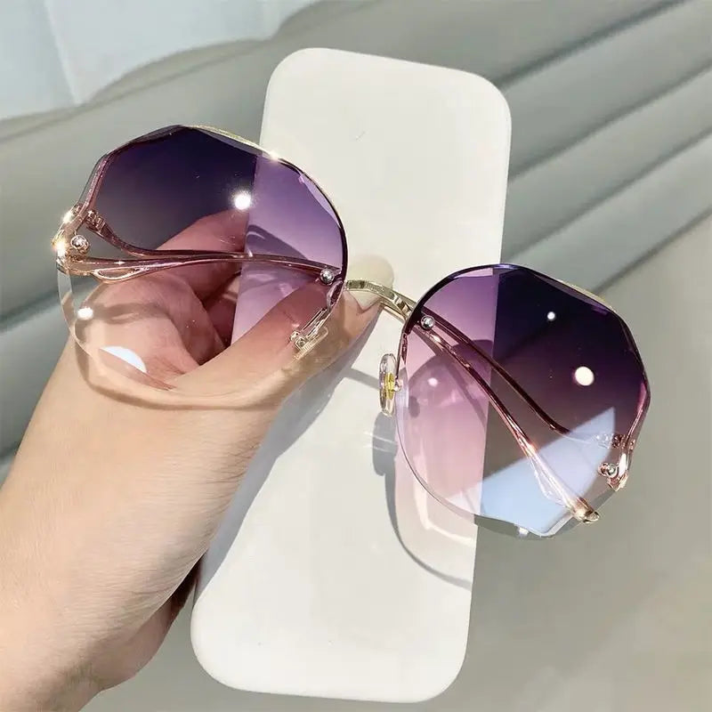 Rimless Vintage Sunglasses – Slim Frame Women