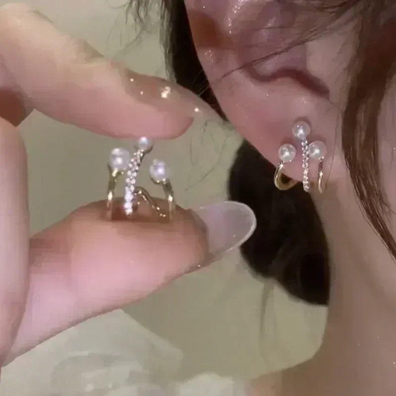 Simple Golden Metal Style Matte Hexagon Earrings