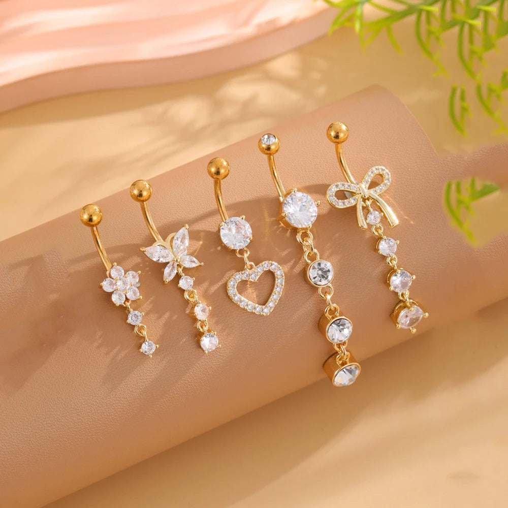 5pcs Dangled Belly Button Rings