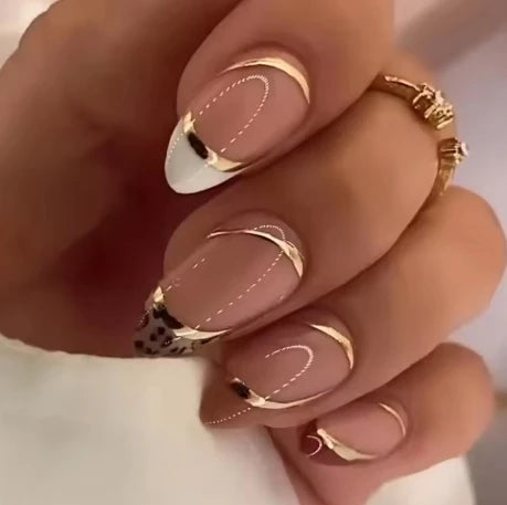 24Pcs Leopard Print Fake Nails Press