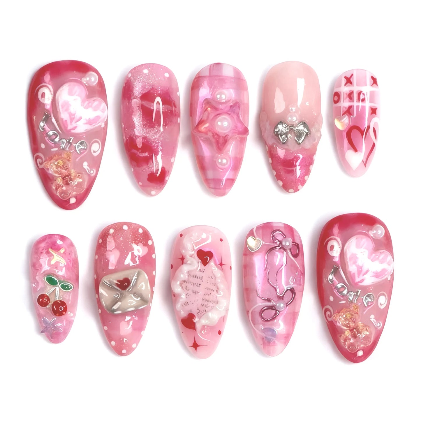 Gentle Nude Pink Press on Nails with 3D Flower