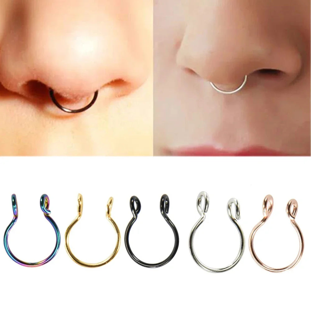 2 Sizes U Shaped Fake Nose Rings
