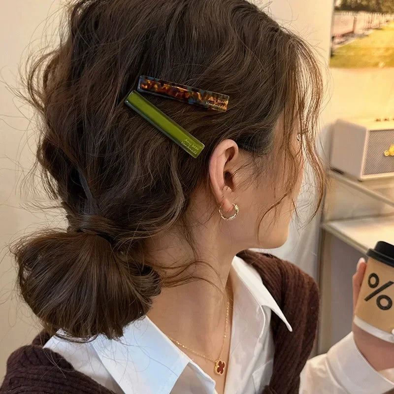 2pcs/set Acetate Hair Clips Font Geometric Hairpins