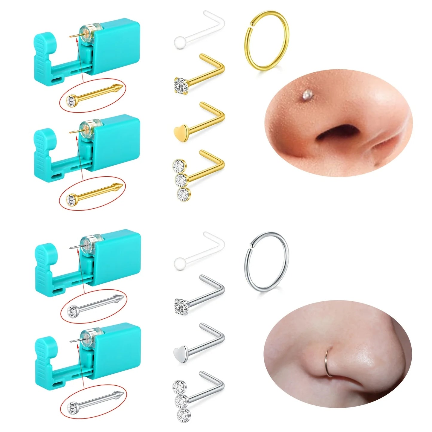 7pcs Nose Piercing Kit Nose Ring Piercing Kit, Nose Piercing Kit