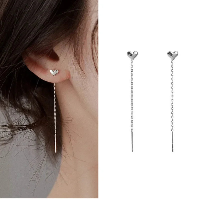 Drop Ear Line Long Hanging Earrings for Women Rose Gold