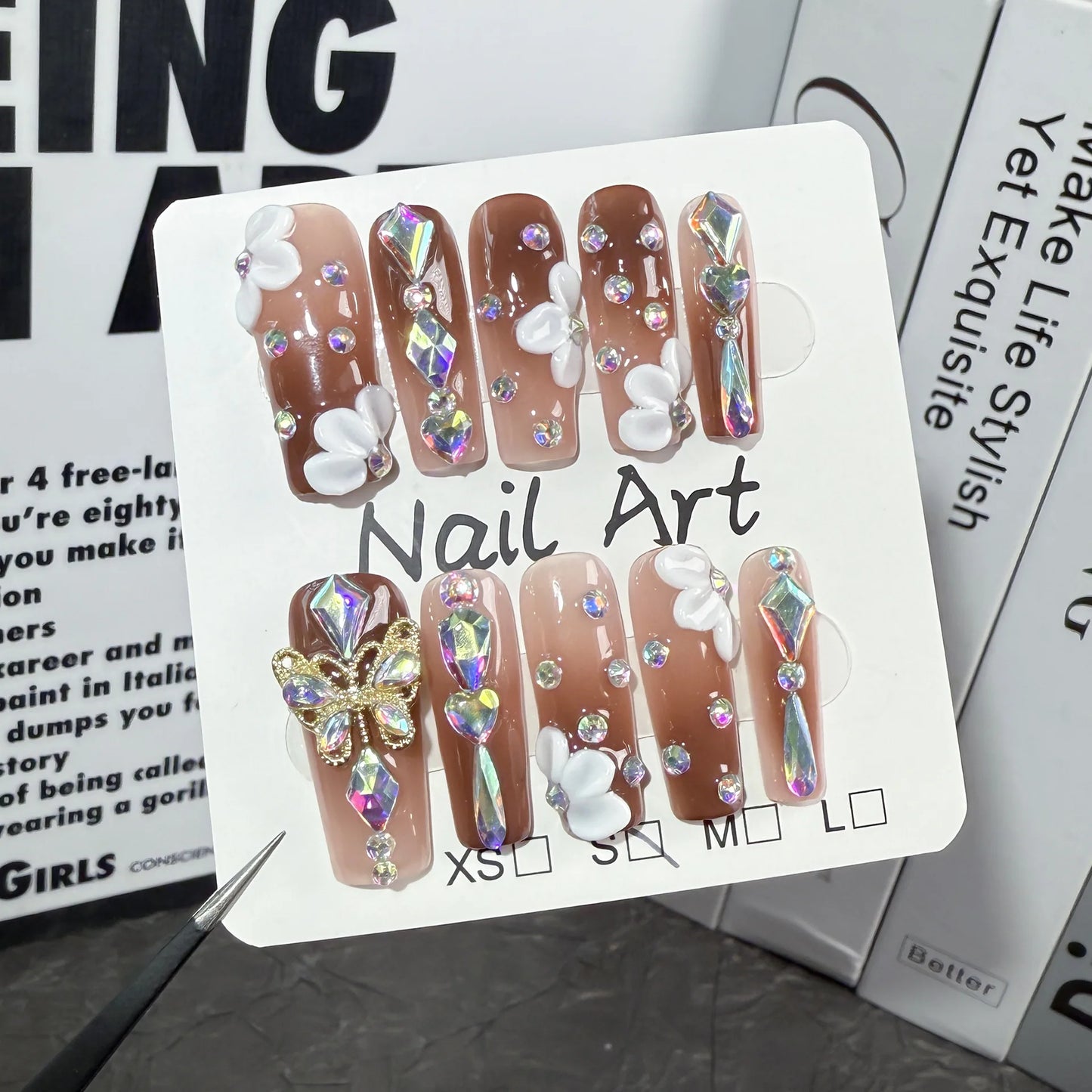 10pcs Mid-length Square Handmade Fake Nails