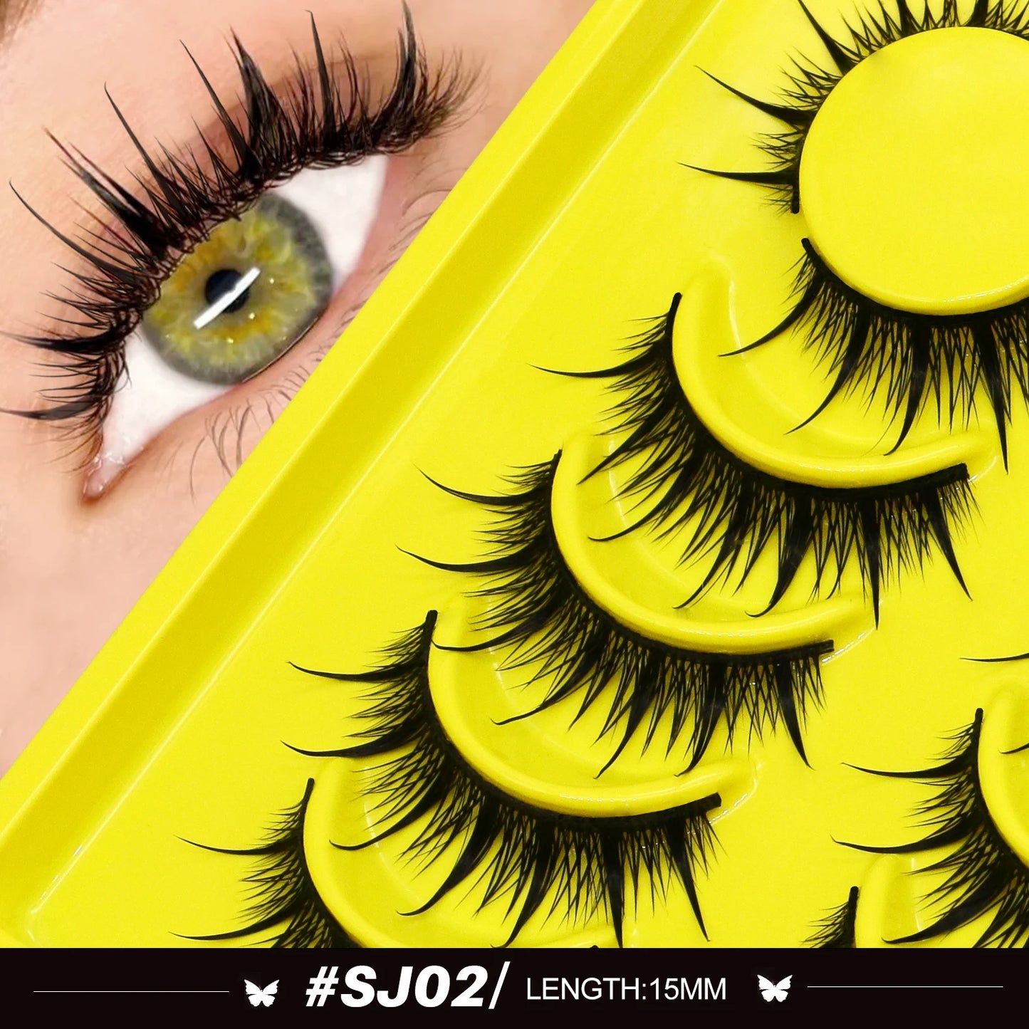Lasvirey Cat Eye Lashes Manga Lashes Styles 3D Faux Mink Lashes