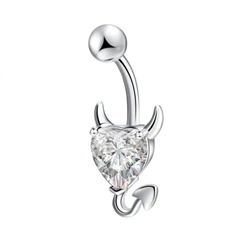 Steel Belly Button Rings Pink Crystal Piercing